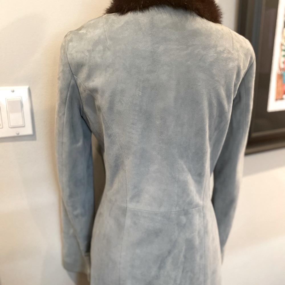 Dolce & Gabbana Faux Fur Light Blue Suede Jacket - Picture 5 of 7